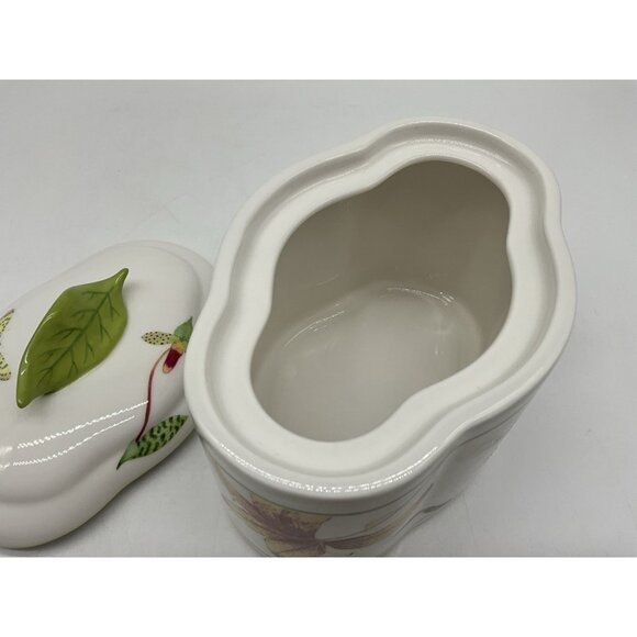 Lynn Chase Fantasia Decorated Covered Vanity Hand Painted Orchids and Butterfly - Picture 12 of 16